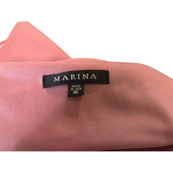 Marina Formal One Shoulder Wide Leg Jumpsuit, Rose Pink, Plus Size 16 - Picture 4 of 5